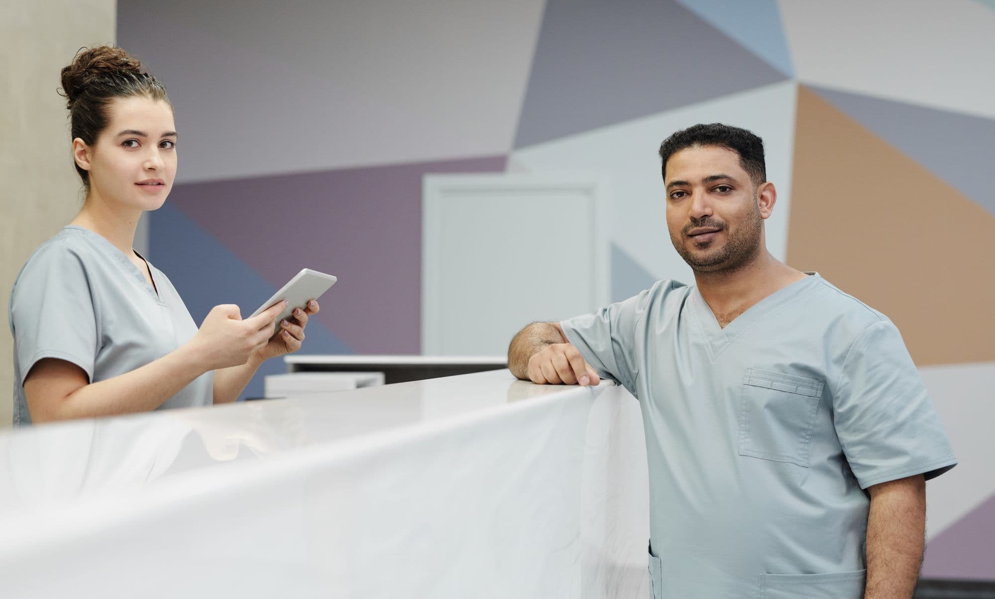 Healthcare reception and administrative coordination workspace